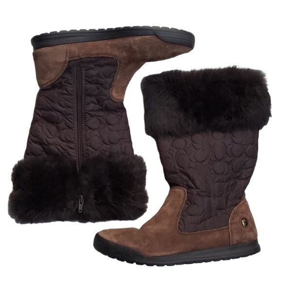 Coach Talen Winter Boots, Suede and Genuine Rabbit Fur size 8 - Picture 2 of 12